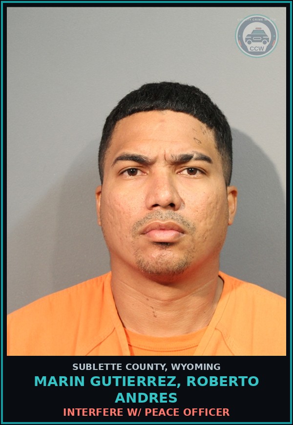 Booking mugshot of Marin Gutierrez, Roberto Andres in Sublette County