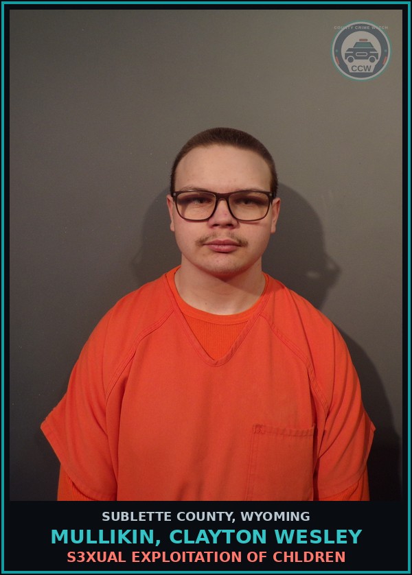 Booking mugshot of Mullikin, Clayton Wesley in Sublette County