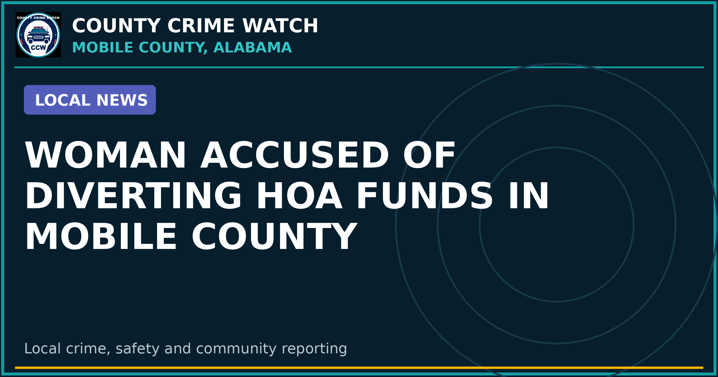 Woman accused of diverting HOA funds in Mobile County
