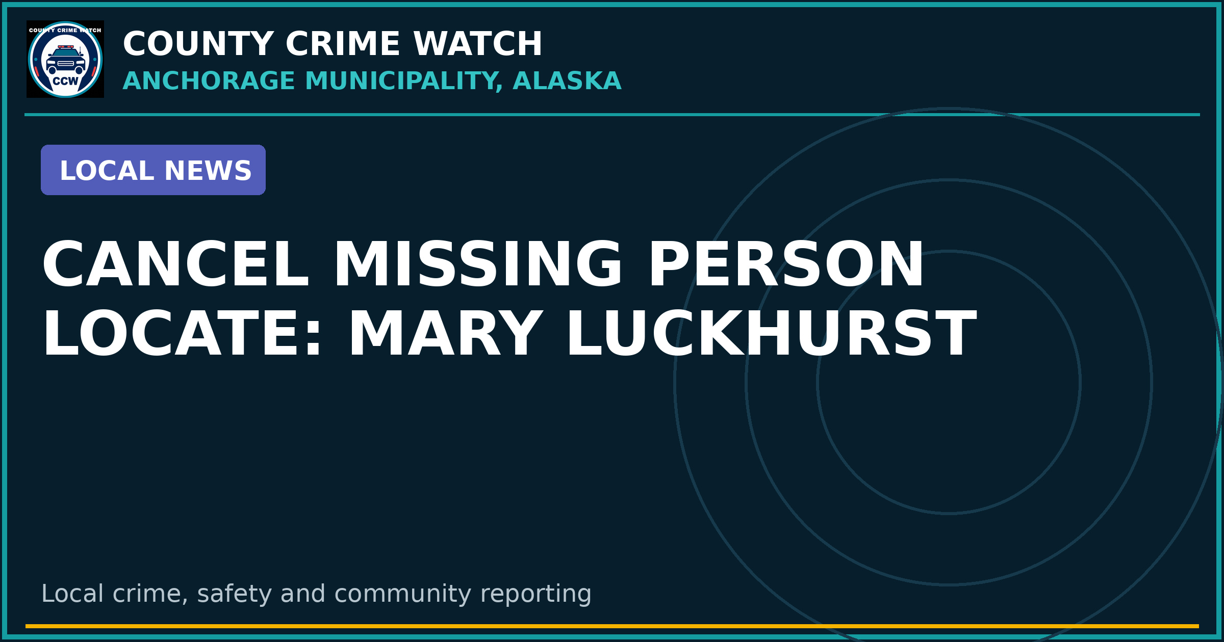 CANCEL MISSING PERSON LOCATE: MARY LUCKHURST