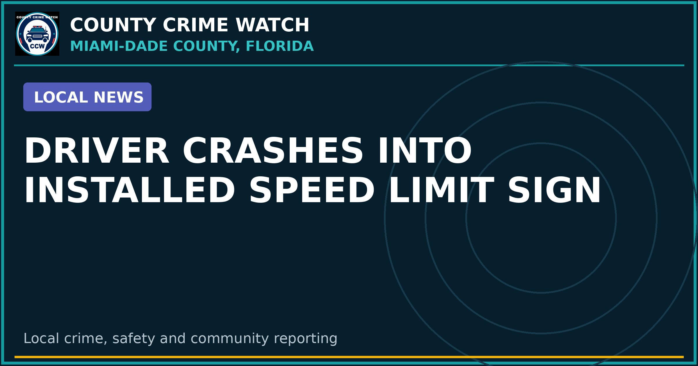 Driver Crashes Into Installed Speed Limit Sign