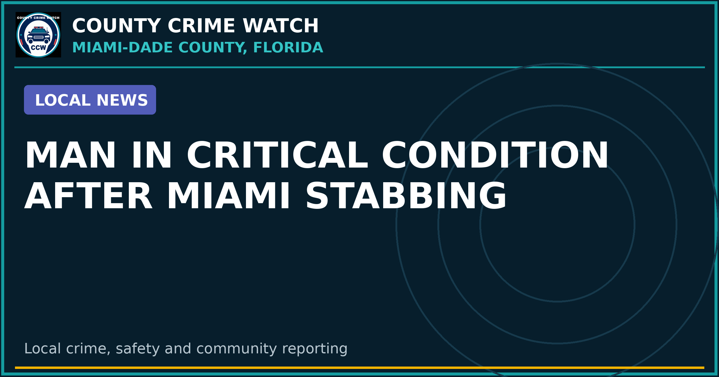 Man in critical condition after Miami stabbing