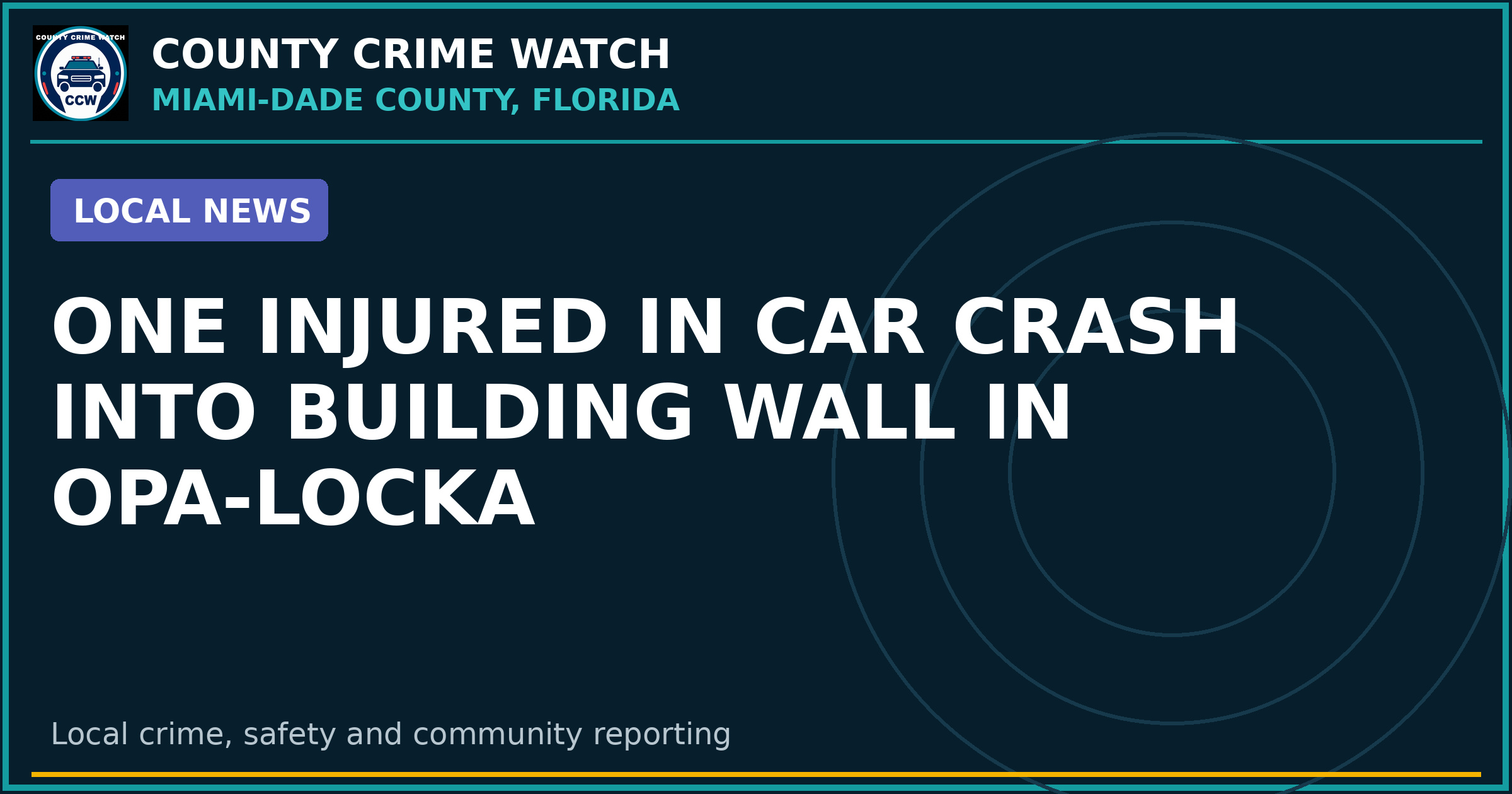 One Injured in Car Crash into Building Wall in Opa-locka