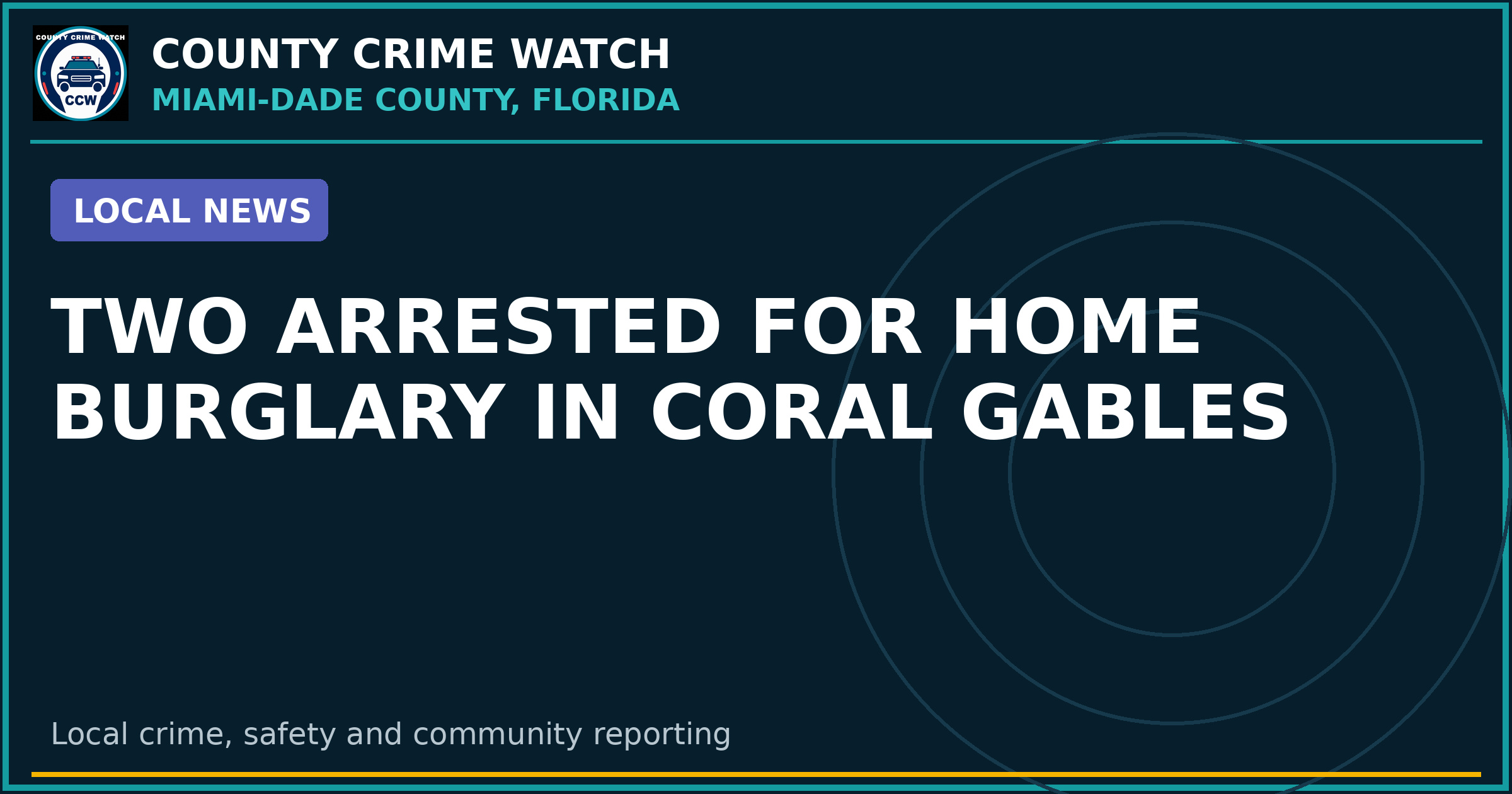 Two Arrested for Home Burglary in Coral Gables